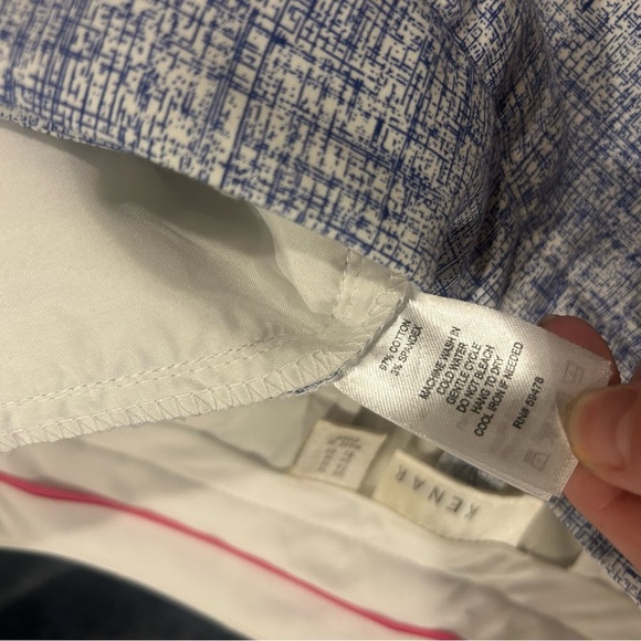 NWT Kenar Women’s Blue and White Abstract Print Pants Size 10 - Picture 3 of 9